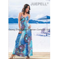 Knit Women Cheap Pleated Medallion Imprimer Cami Maxi Dress OEM